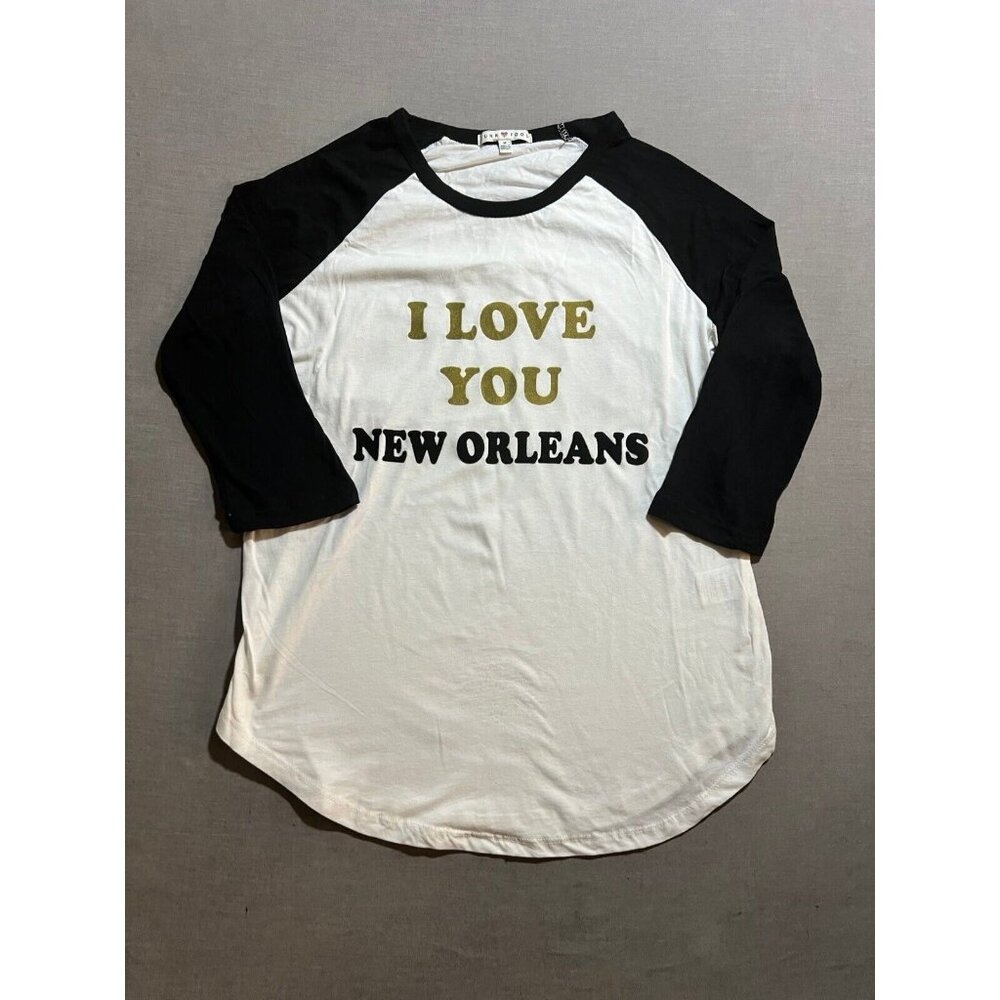 New Orleans Saints I Love You Shirt Womens Medium White 3/4 Sleeve Tee.